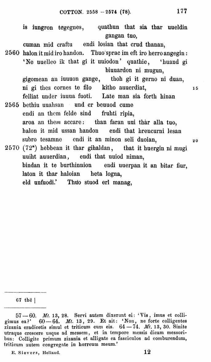 HELIAND herausgegeben von Eduard Sievers (1878) p.  177.