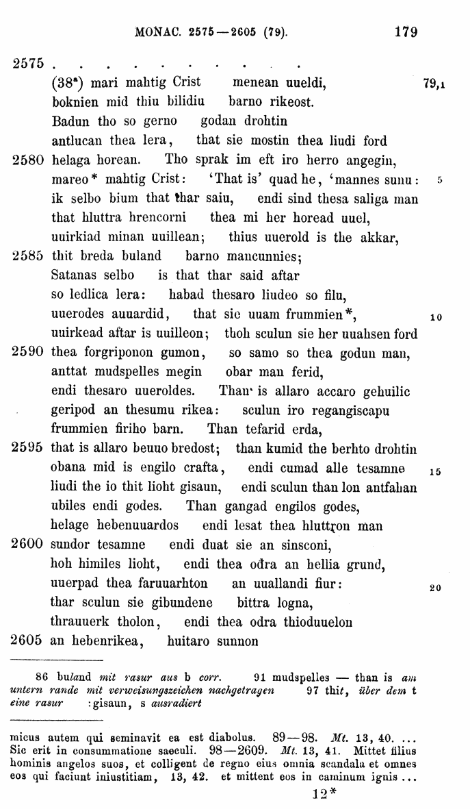 HELIAND herausgegeben von Eduard Sievers (1878) p.  179.