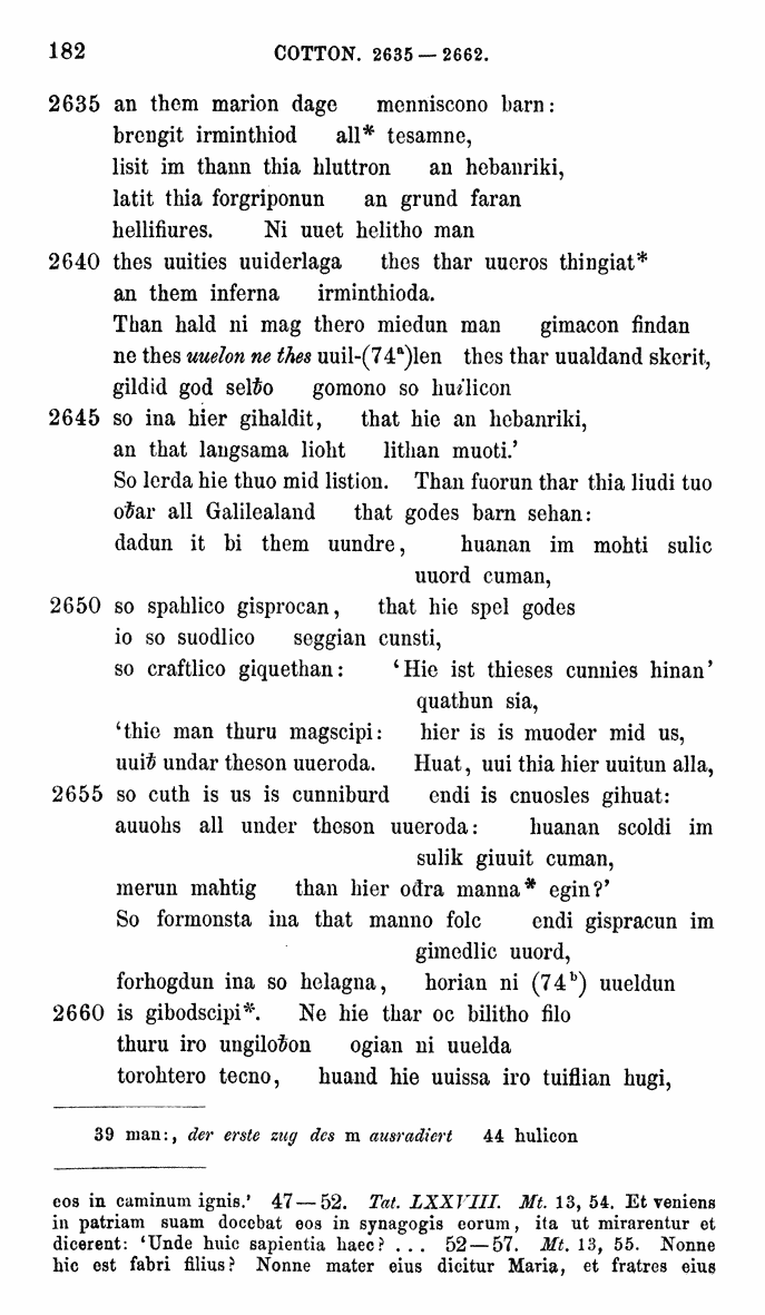 HELIAND herausgegeben von Eduard Sievers (1878) p.  182.