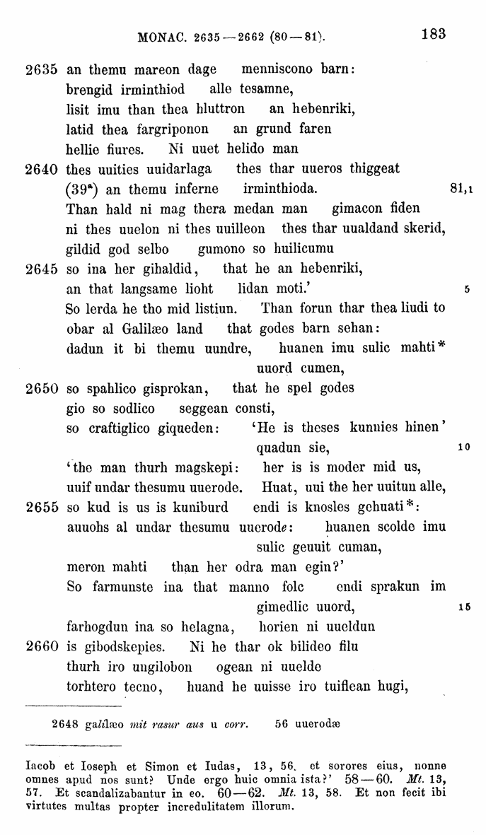 HELIAND herausgegeben von Eduard Sievers (1878) p.  183.
