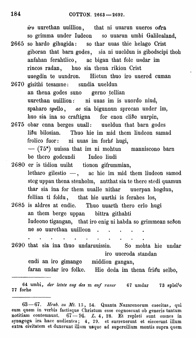 HELIAND herausgegeben von Eduard Sievers (1878) p.  184.