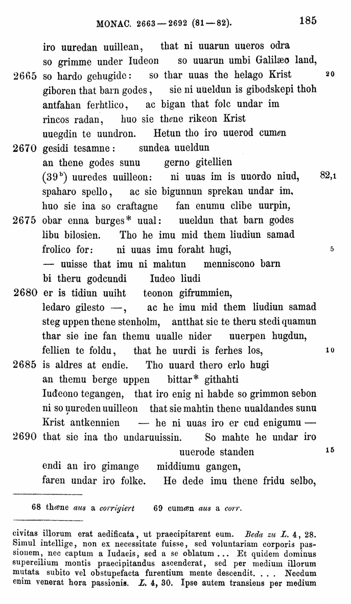 HELIAND herausgegeben von Eduard Sievers (1878) p.  185.