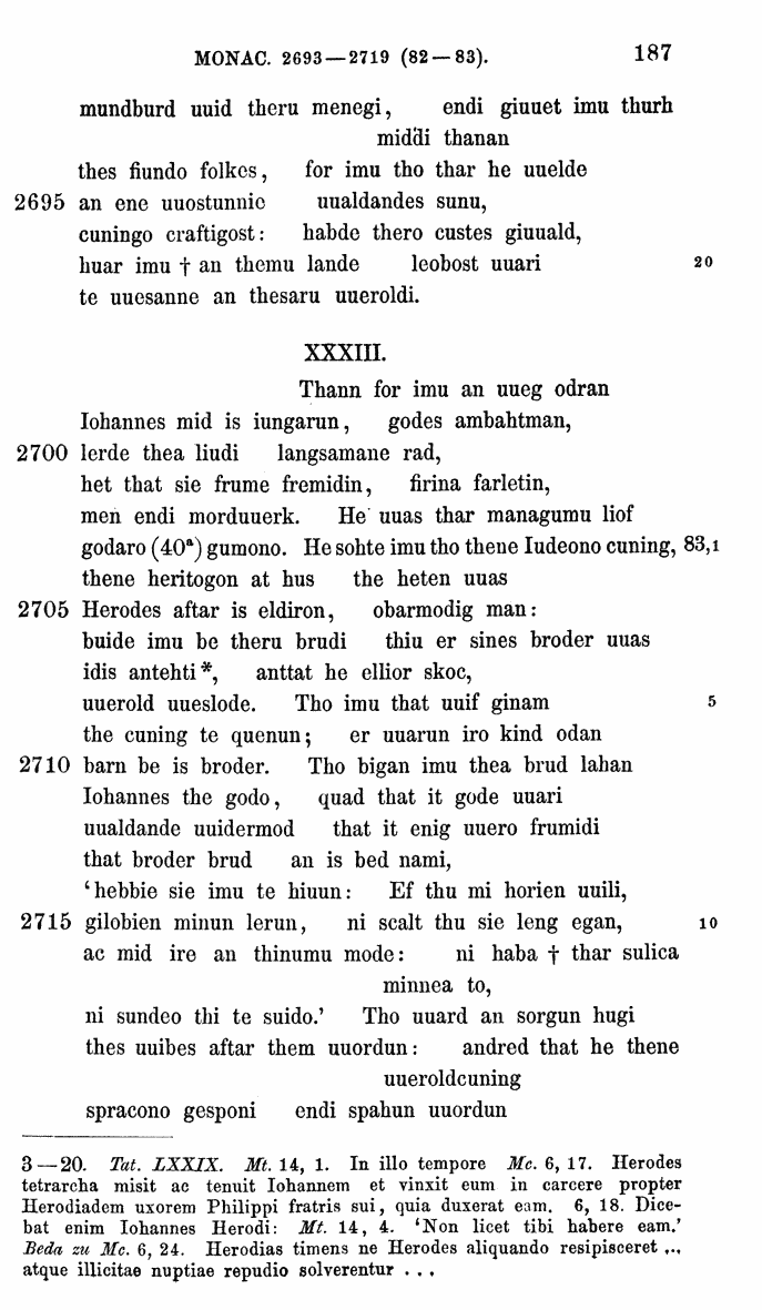HELIAND herausgegeben von Eduard Sievers (1878) p.  187.