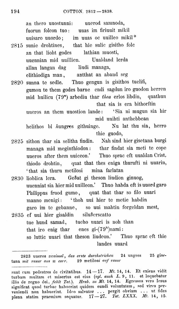 HELIAND herausgegeben von Eduard Sievers (1878) p.  194.