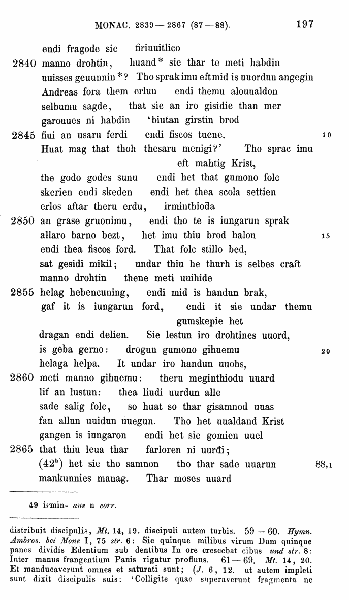 HELIAND herausgegeben von Eduard Sievers (1878) p.  197.