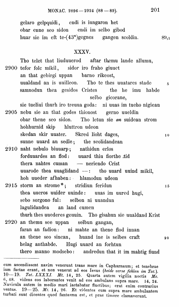 HELIAND herausgegeben von Eduard Sievers (1878) p.  201.