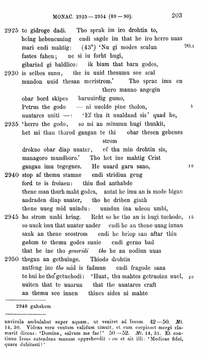 HELIAND herausgegeben von Eduard Sievers (1878) p.  203.