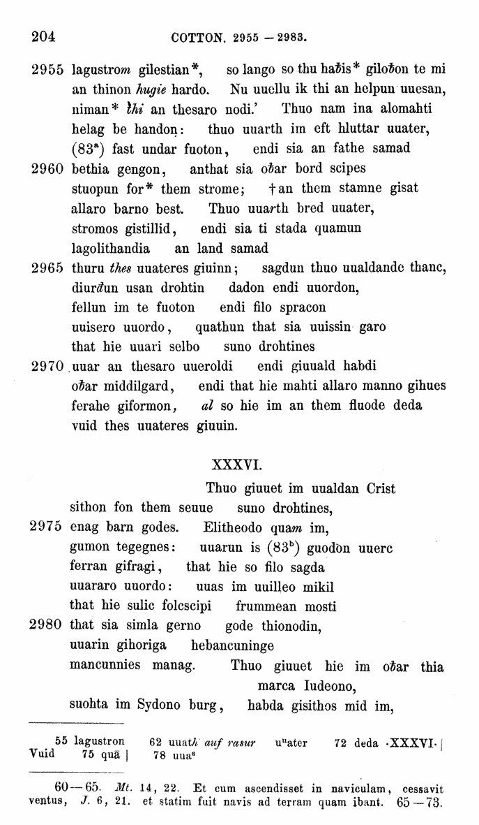 HELIAND herausgegeben von Eduard Sievers (1878) p.  204.