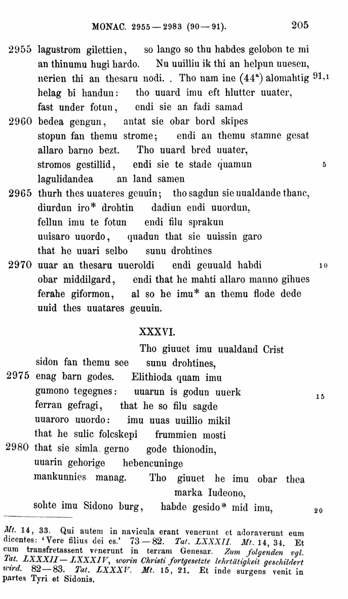 HELIAND herausgegeben von Eduard Sievers (1878) p.  205.