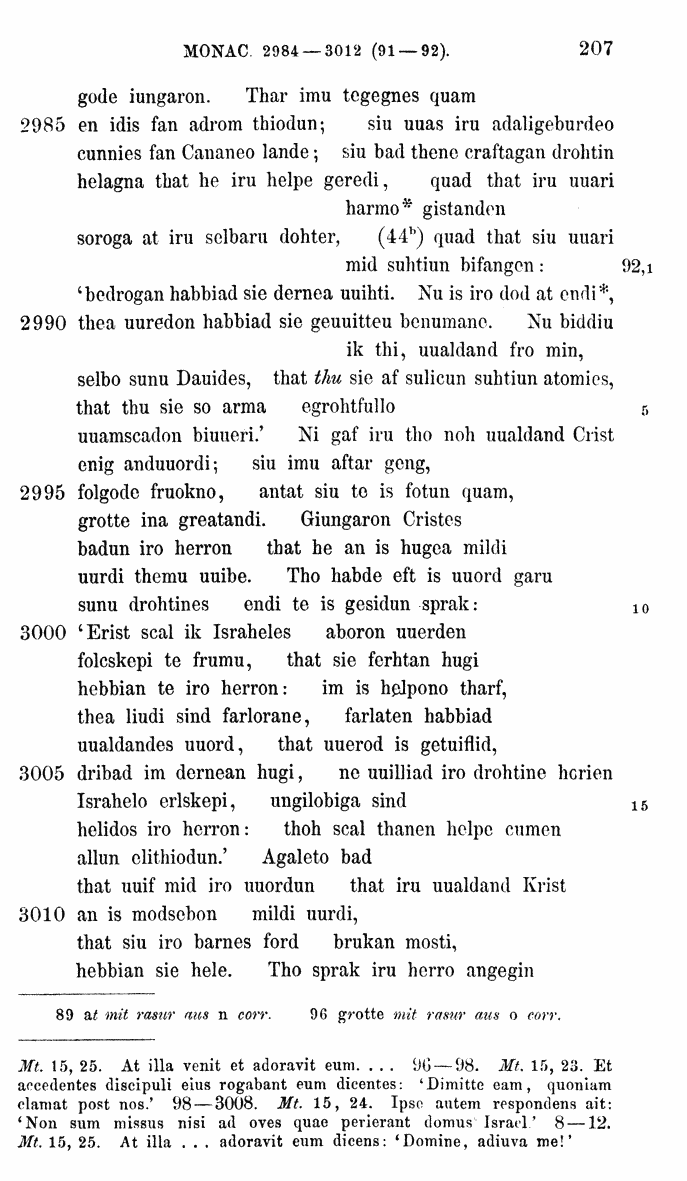 HELIAND herausgegeben von Eduard Sievers (1878) p.  207.
