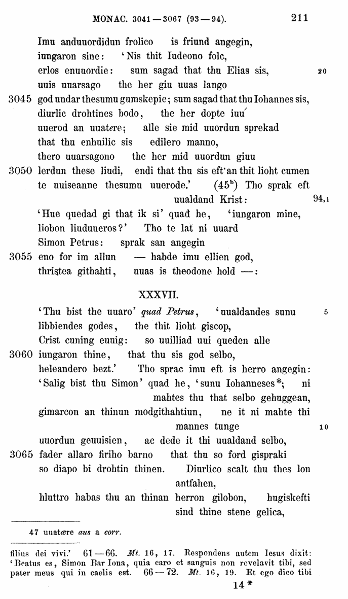 HELIAND herausgegeben von Eduard Sievers (1878) p.  211.