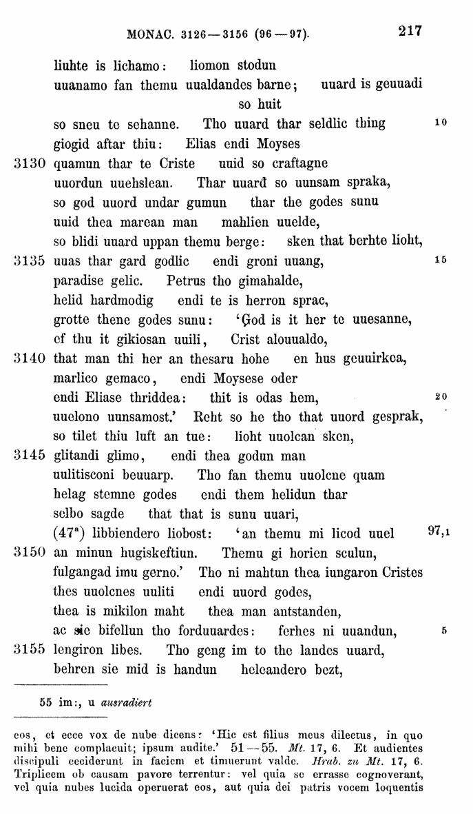 HELIAND herausgegeben von Eduard Sievers (1878) p.  217.