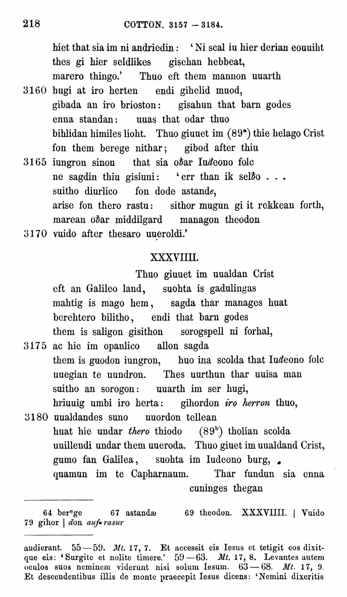 HELIAND herausgegeben von Eduard Sievers (1878) p.  218.