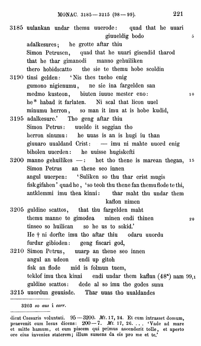 HELIAND herausgegeben von Eduard Sievers (1878) p.  221.