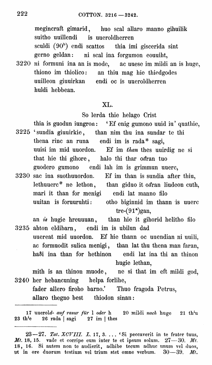 HELIAND herausgegeben von Eduard Sievers (1878) p.  222.
