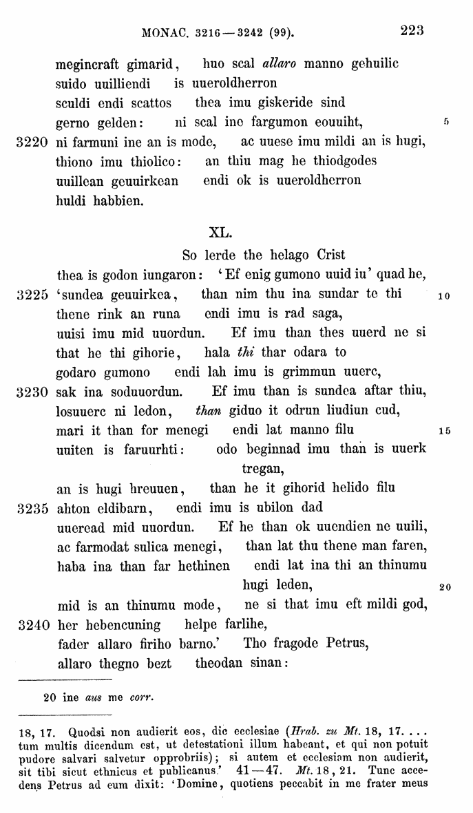 HELIAND herausgegeben von Eduard Sievers (1878) p.  223.