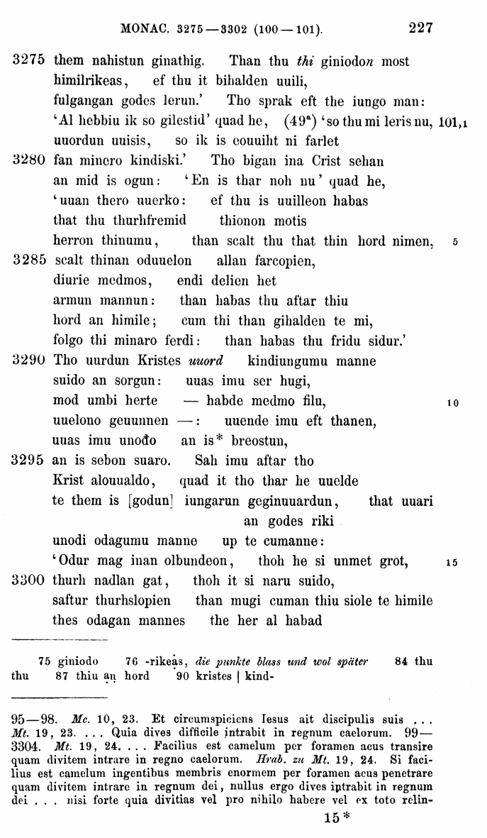 HELIAND herausgegeben von Eduard Sievers (1878) p.  227.