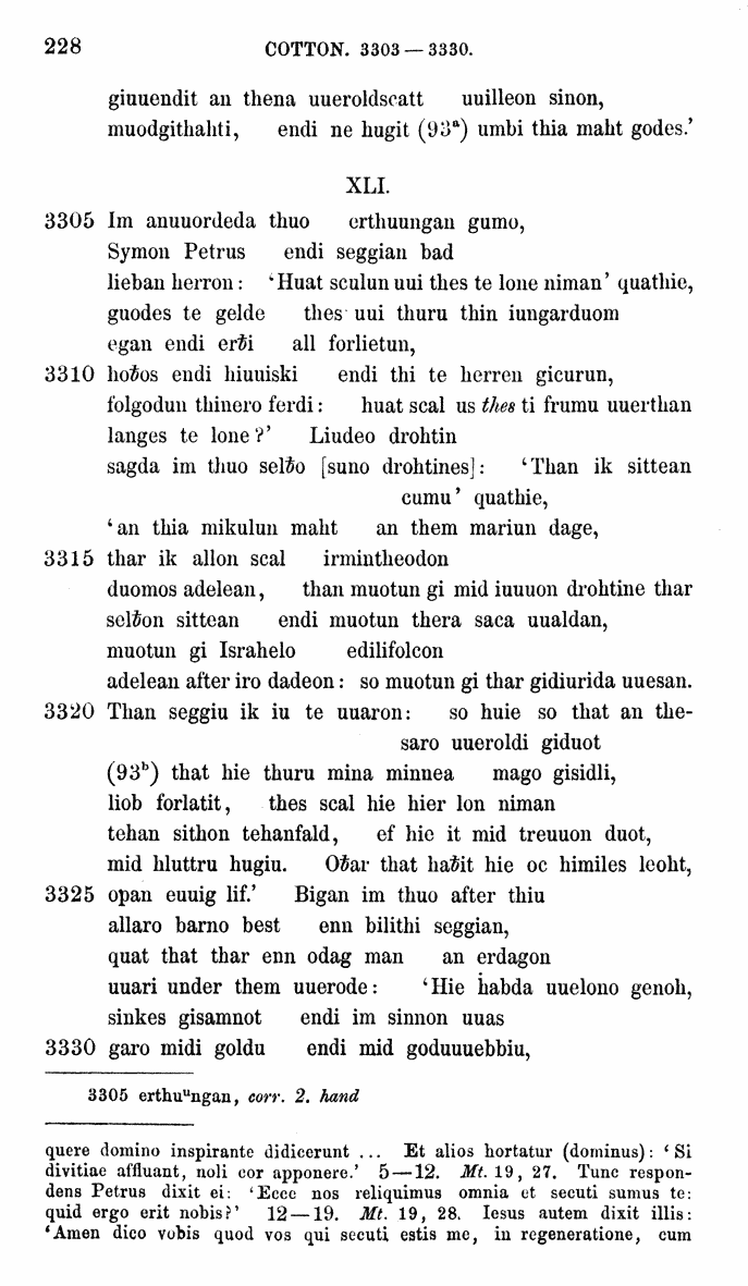 HELIAND herausgegeben von Eduard Sievers (1878) p.  228.