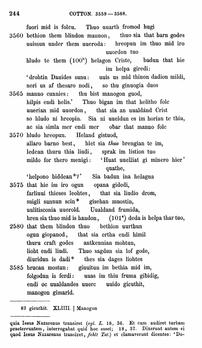 HELIAND herausgegeben von Eduard Sievers (1878) p.  244.