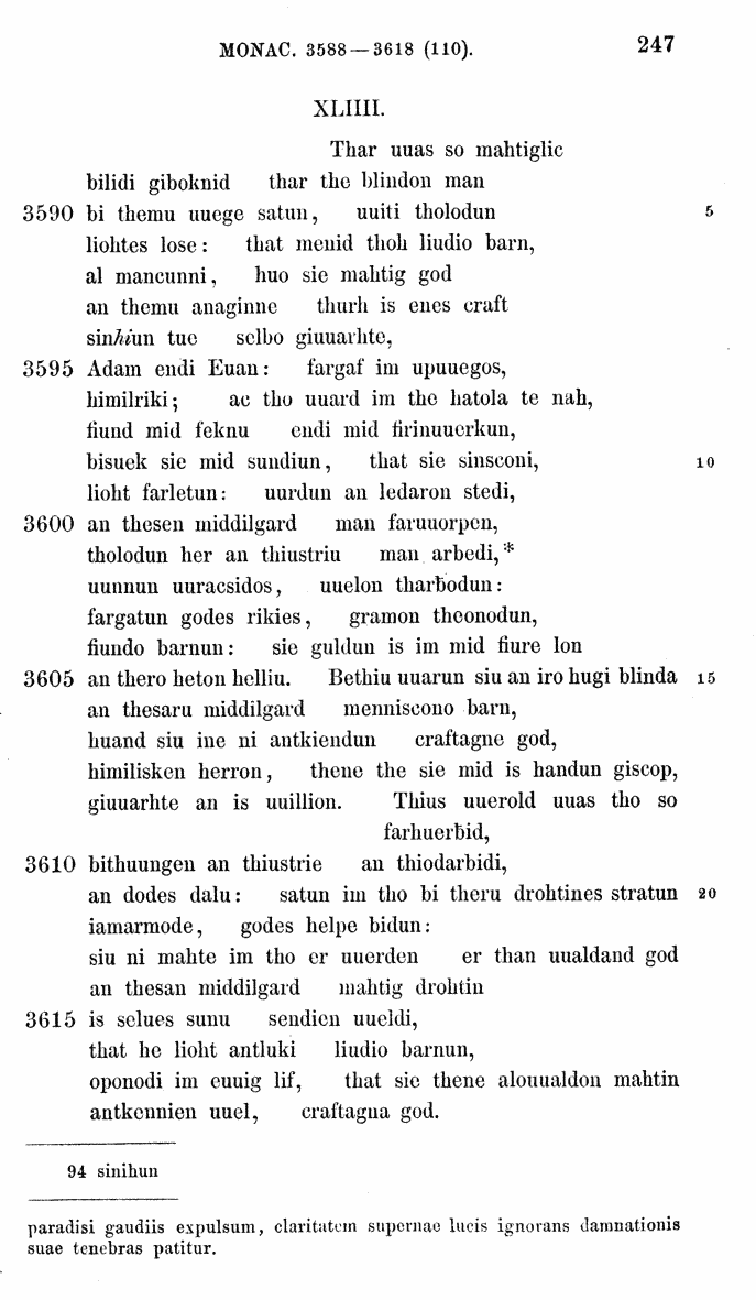 HELIAND herausgegeben von Eduard Sievers (1878) p.  247.