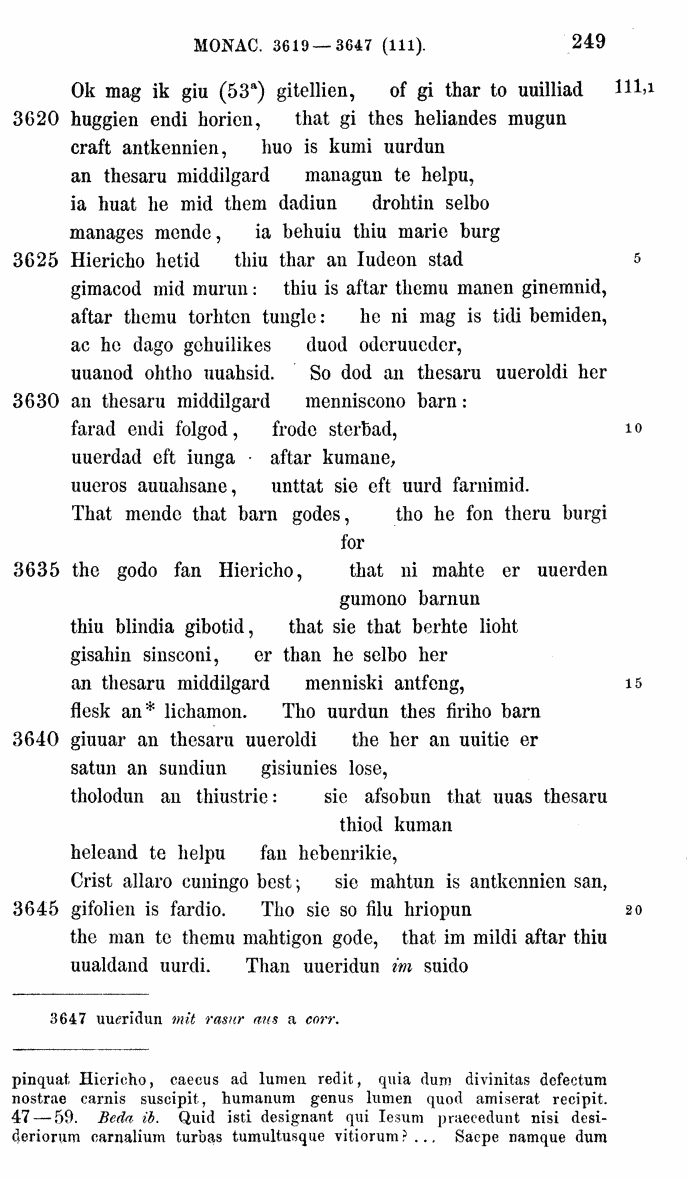 HELIAND herausgegeben von Eduard Sievers (1878) p.  249.