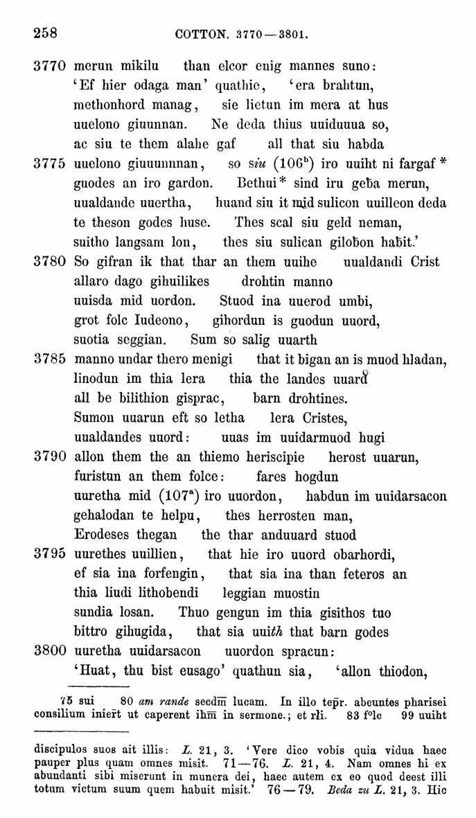 HELIAND herausgegeben von Eduard Sievers (1878) p.  258.