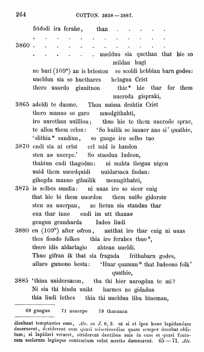 HELIAND herausgegeben von Eduard Sievers (1878) p.  264.