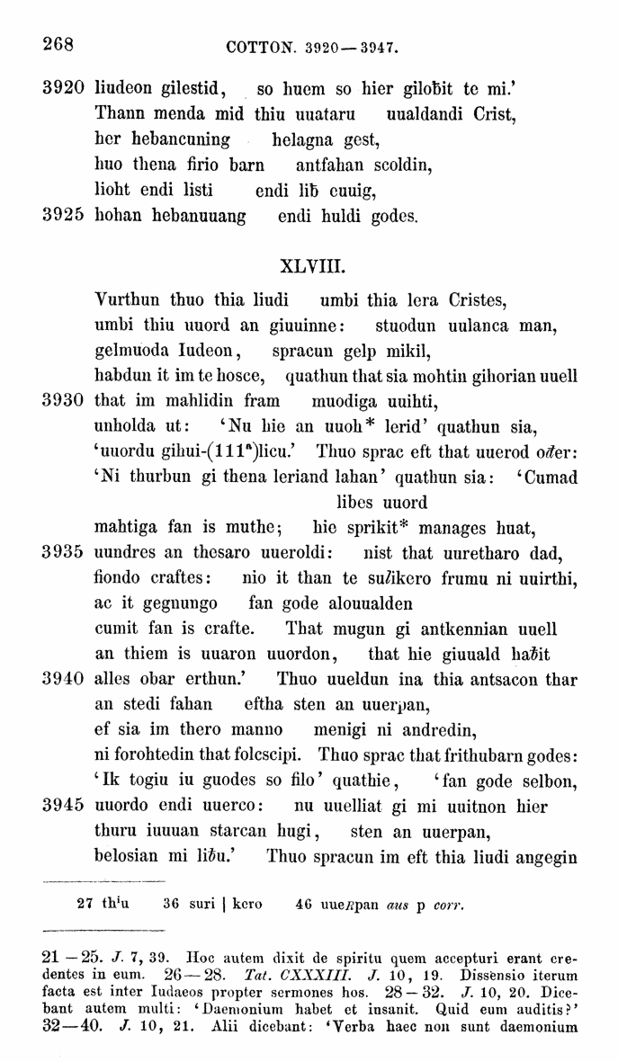 HELIAND herausgegeben von Eduard Sievers (1878) p.  268.
