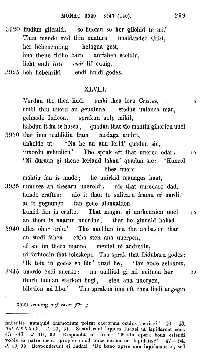 HELIAND herausgegeben von Eduard Sievers (1878) p.  269.