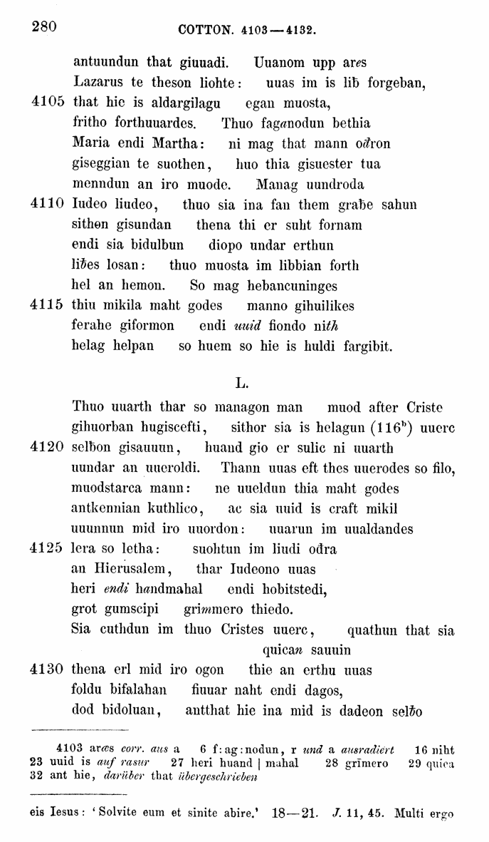 HELIAND herausgegeben von Eduard Sievers (1878) p.  280.