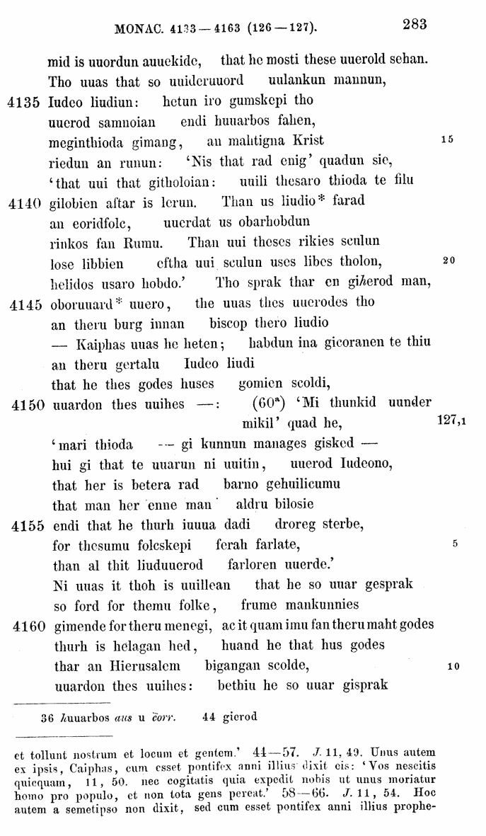 HELIAND herausgegeben von Eduard Sievers (1878) p.  283.