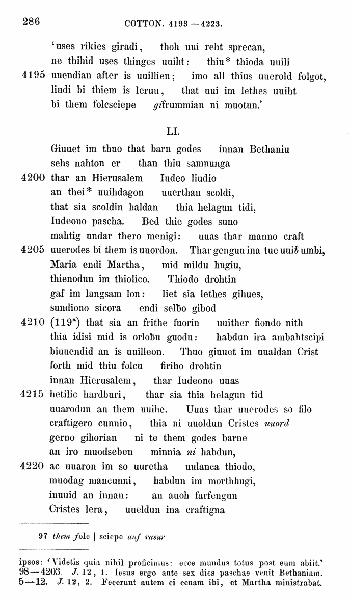 HELIAND herausgegeben von Eduard Sievers (1878) p.  286.