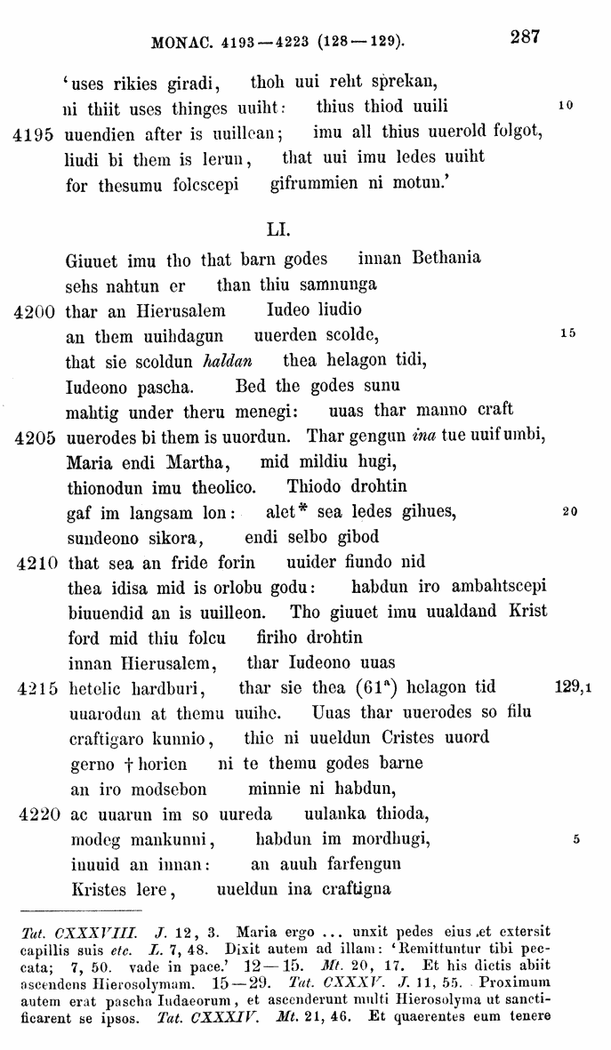 HELIAND herausgegeben von Eduard Sievers (1878) p.  287.