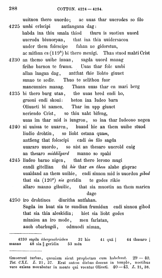 HELIAND herausgegeben von Eduard Sievers (1878) p.  288.