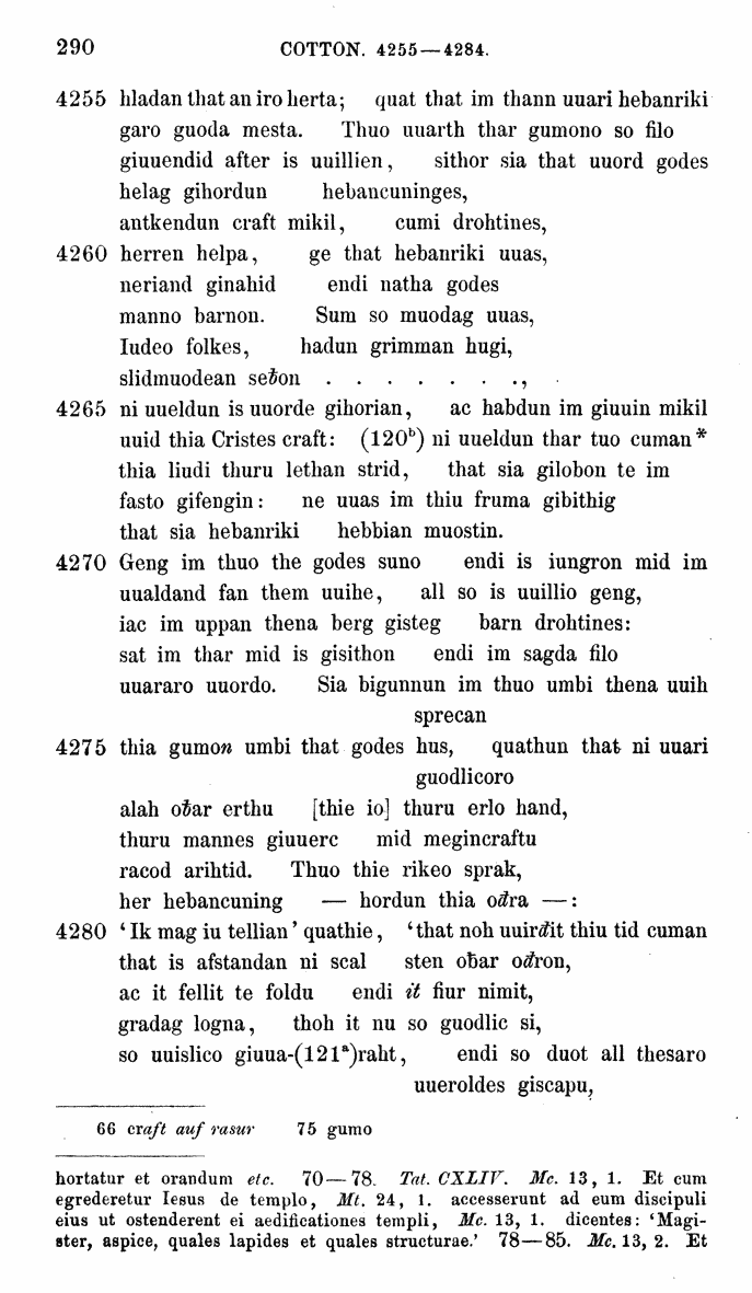 HELIAND herausgegeben von Eduard Sievers (1878) p.  290.