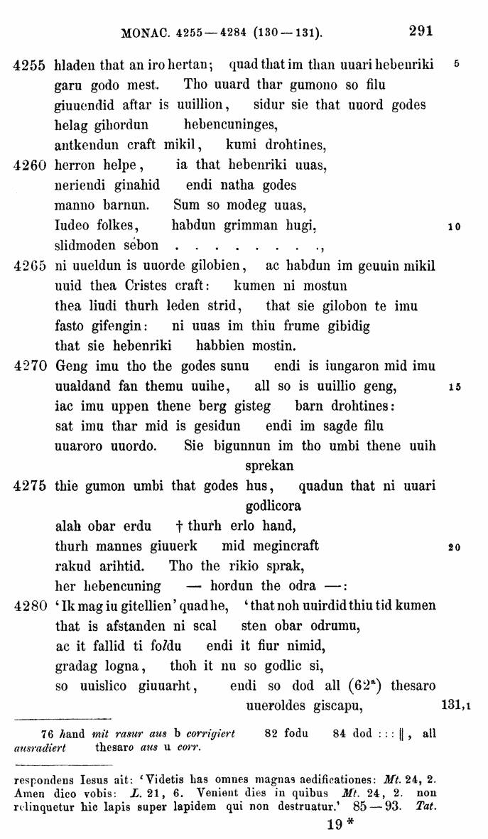 HELIAND herausgegeben von Eduard Sievers (1878) p.  291.