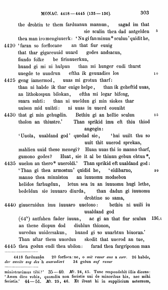 HELIAND herausgegeben von Eduard Sievers (1878) p.  303.