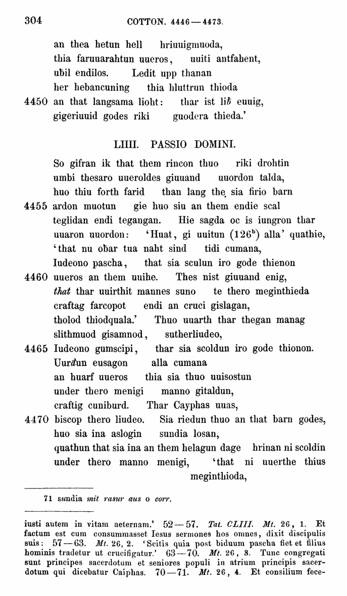 HELIAND herausgegeben von Eduard Sievers (1878) p.  304.