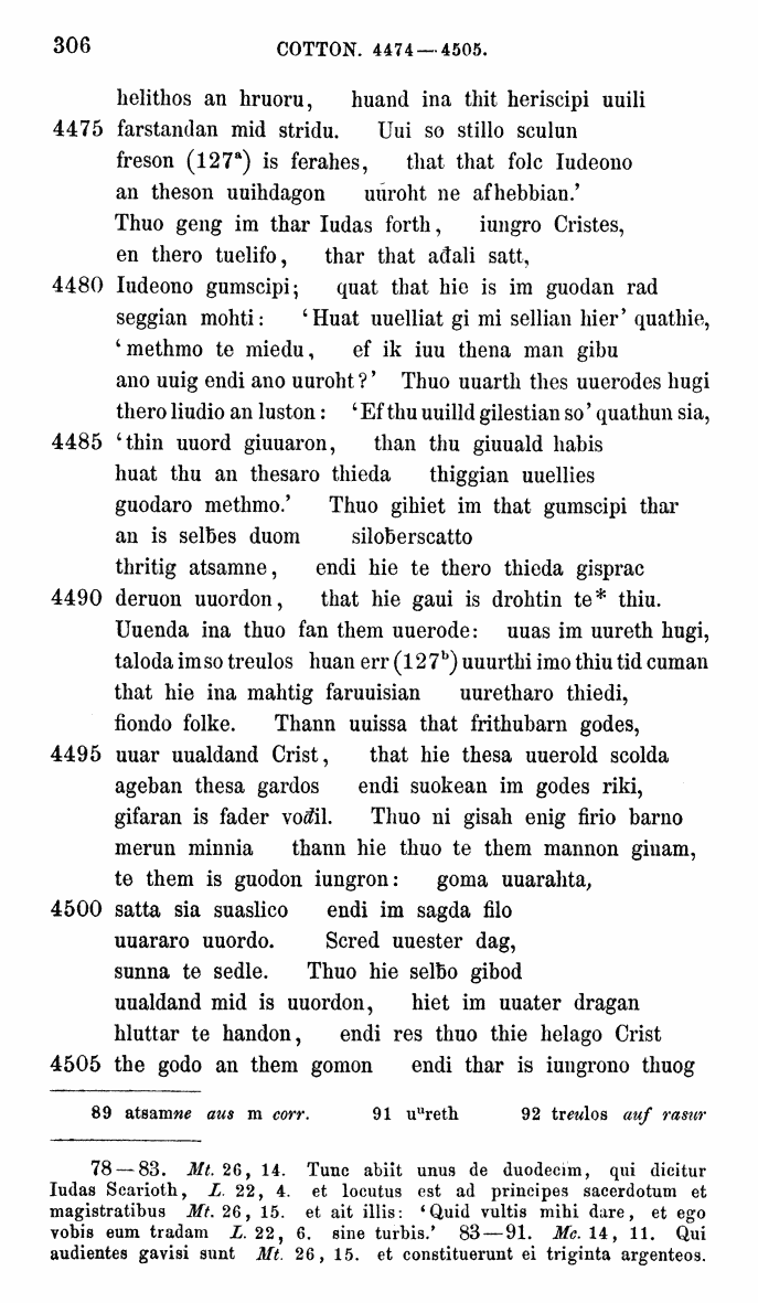 HELIAND herausgegeben von Eduard Sievers (1878) p.  306.