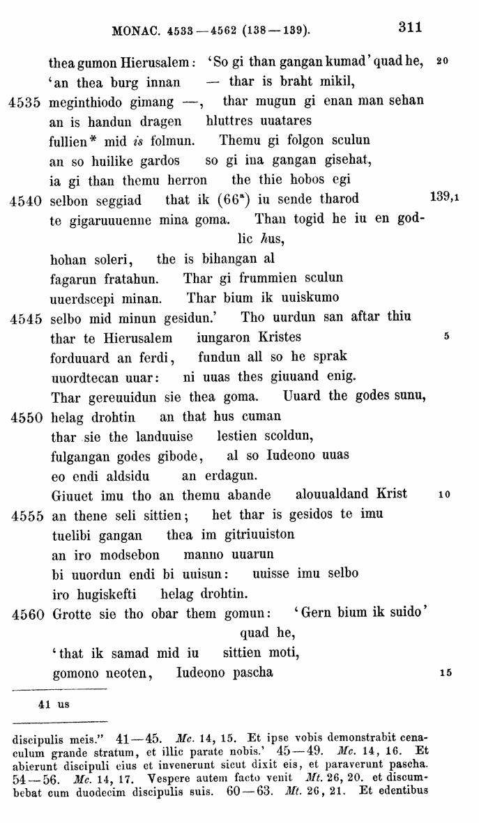 HELIAND herausgegeben von Eduard Sievers (1878) p.  311.