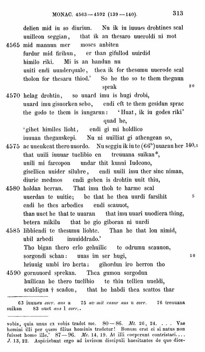 HELIAND herausgegeben von Eduard Sievers (1878) p.  313.