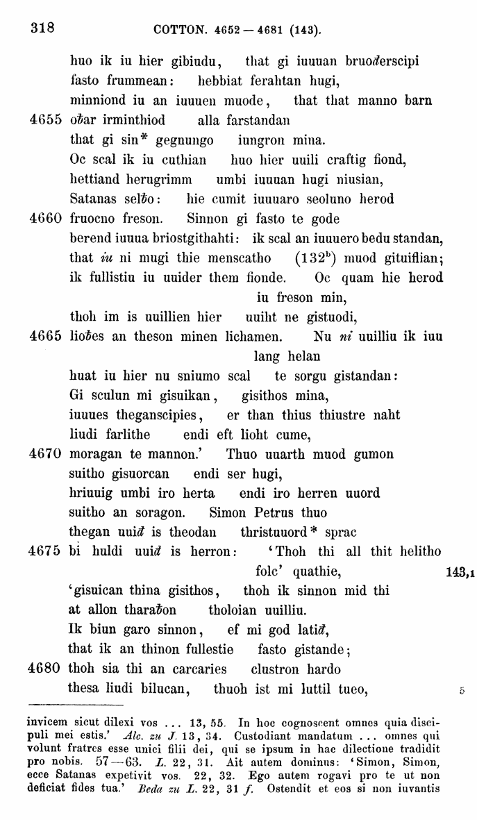 HELIAND herausgegeben von Eduard Sievers (1878) p.  318.