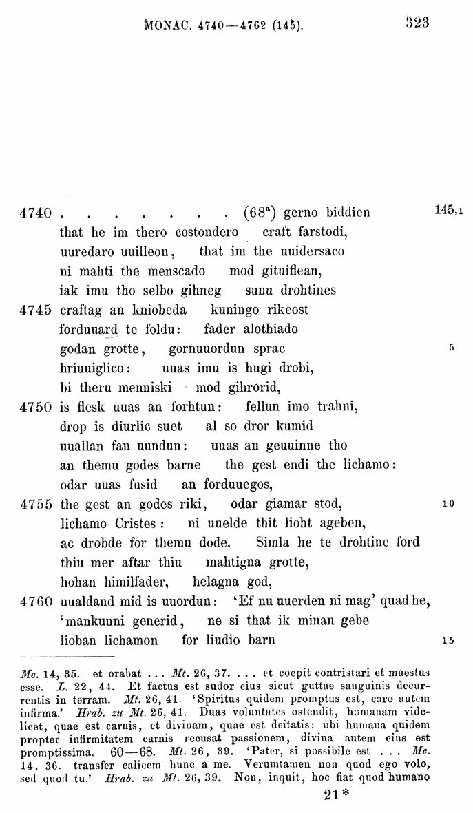 HELIAND herausgegeben von Eduard Sievers (1878) p.  323.