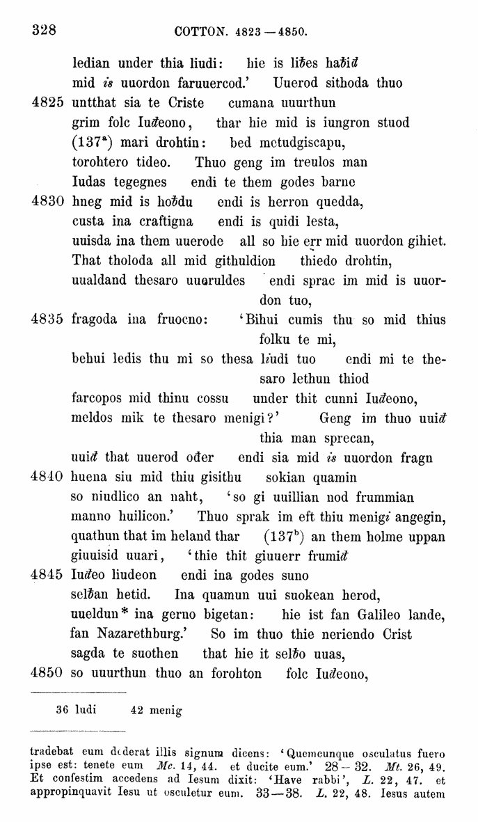 HELIAND herausgegeben von Eduard Sievers (1878) p.  328.