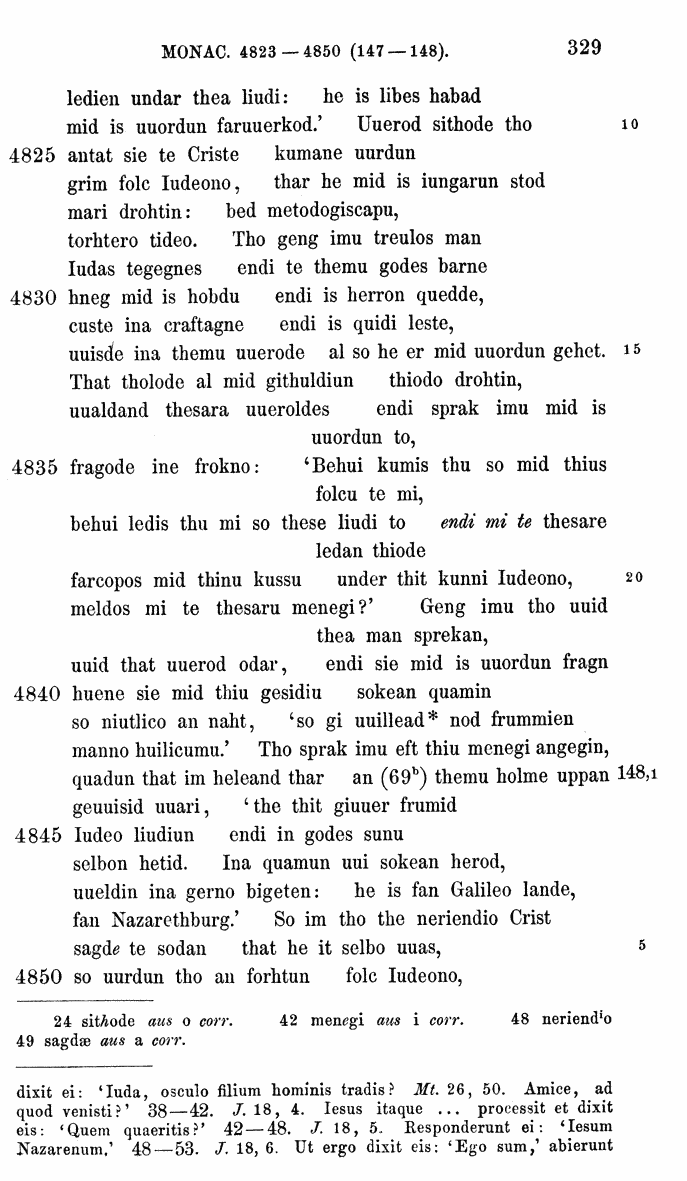 HELIAND herausgegeben von Eduard Sievers (1878) p.  329.