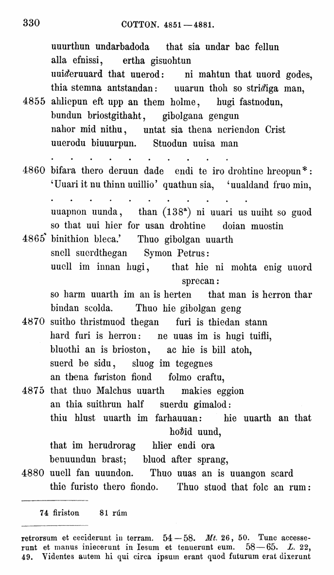 HELIAND herausgegeben von Eduard Sievers (1878) p.  330.