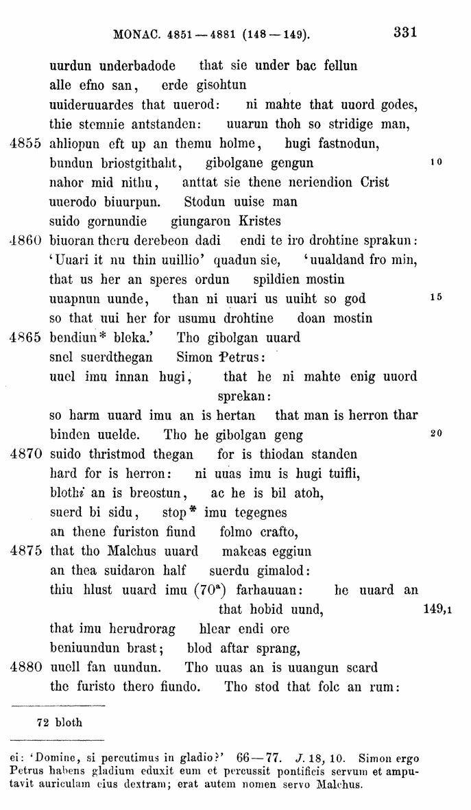 HELIAND herausgegeben von Eduard Sievers (1878) p.  331.