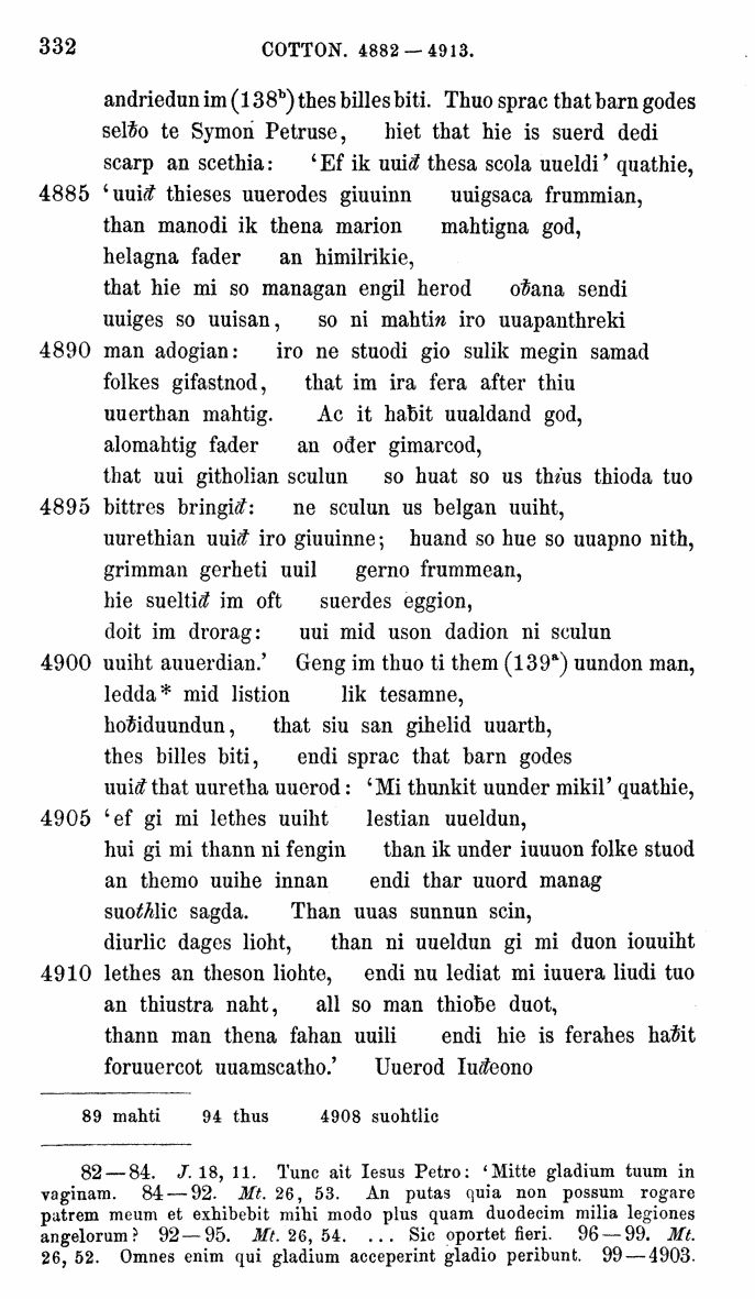 HELIAND herausgegeben von Eduard Sievers (1878) p.  332.