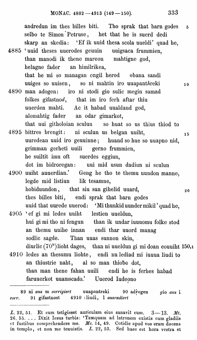 HELIAND herausgegeben von Eduard Sievers (1878) p.  333.