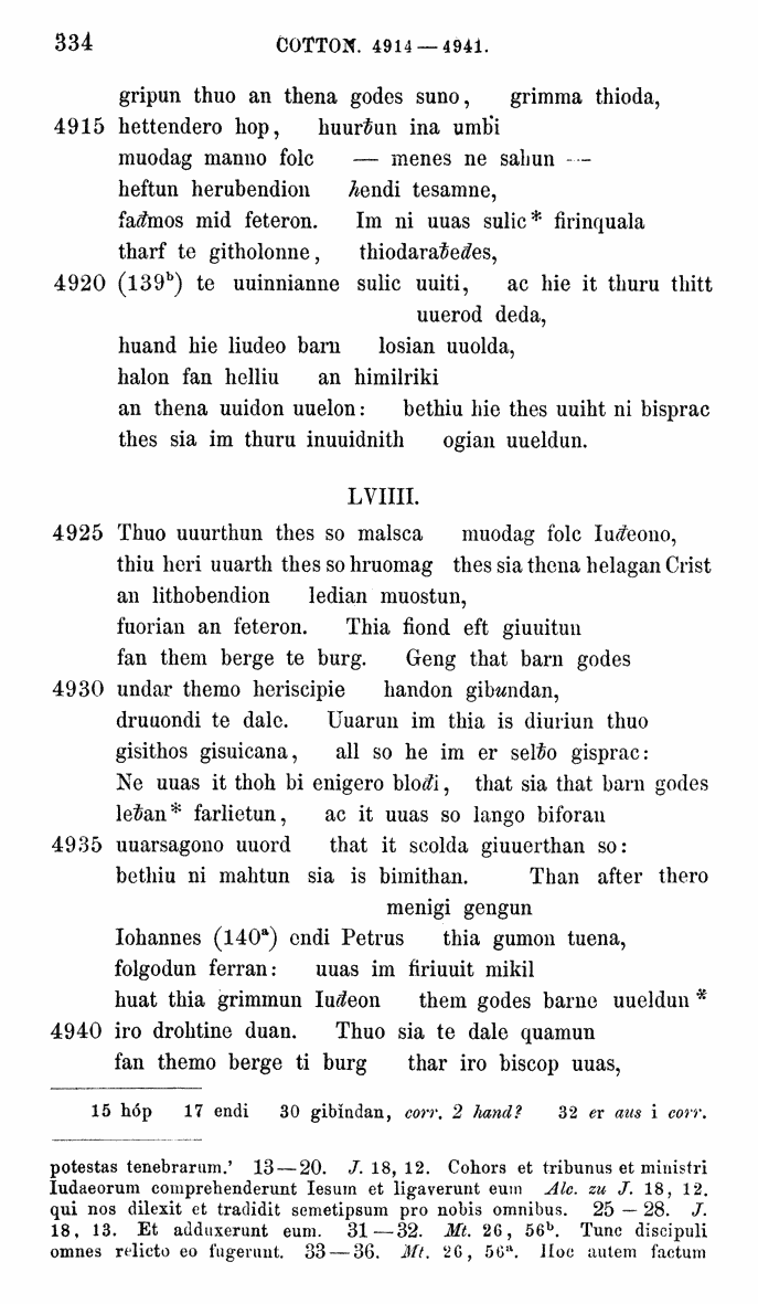 HELIAND herausgegeben von Eduard Sievers (1878) p.  334.